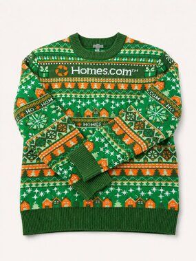Homes.com Ugly Christmas Sweater Small Green Fair Isle Real Estate Holiday